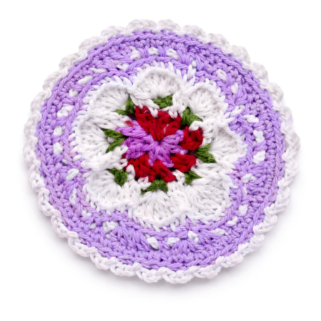 Lavender Floral Crochet Cotton Yarn Handmade Doily